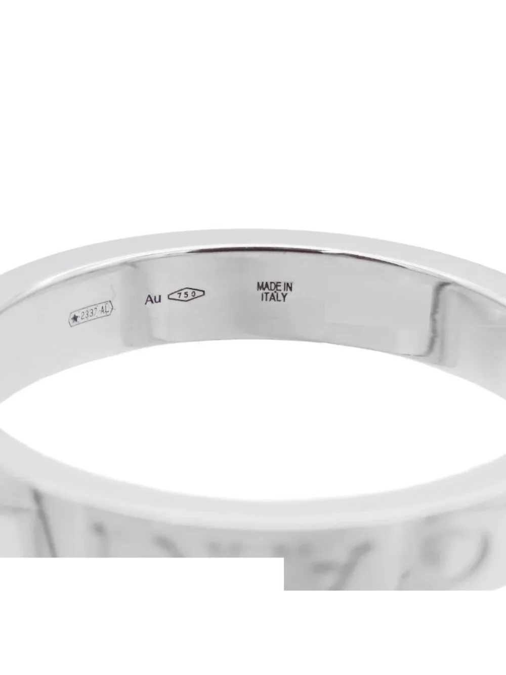 Bvlgari White Gold 18K Diamond Double Logo Ring